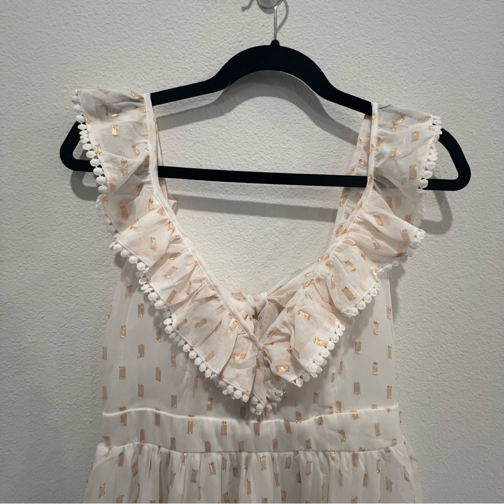 Lulu's Cream Ruffle Midi Dress - Picture 4 of 14